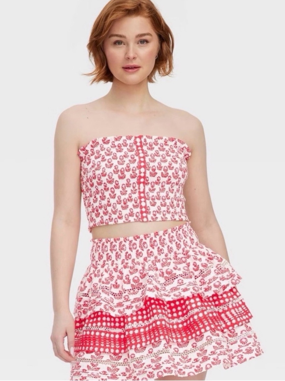 Roller Rabbit Red and White Floral Two-Piece Set